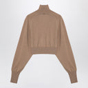 Sportmax Camel Coloured Cropped Turtleneck Sweater