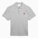Ami Paris Heather Grey Ami De Coeur Polo Shirt