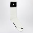 Ami Paris White/Black Cotton Blend Socks con logo