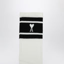 Ami Paris White/Black Cotton Blend Socks con logo