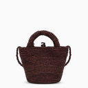 Manebí Mini Chocolate Coloured Bag In Raffia