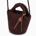Manebí Mini Chocolate Coloured Bag In Raffia