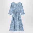 'S Max Mara Light Blue Midi Silk Dress With Floral Print