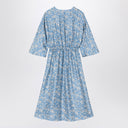 'S Max Mara Light Blue Midi Silk Dress With Floral Print
