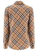 Burberry wolmix overhemd met ruitmotief