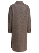 Brunello Cucinelli Coat In Diagonal Mélange Of Virgin Wool And Silk