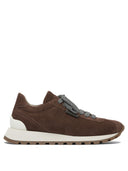 Brunello Cucinelli Wildleder-Sneaker „Runners“ mit glänzender Lasche