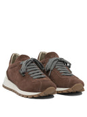Brunello Cucinelli Wildleder-Sneaker „Runners“ mit glänzender Lasche