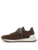 Brunello Cucinelli Wildleder-Sneaker „Runners“ mit glänzender Lasche