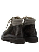 Brunello Cucinelli Leather Lace Up Ankle Boots