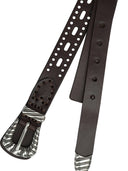 Etro leren riem met geperforeerde details