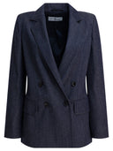 Max Mara Denim Effect Double Breasted Blazer