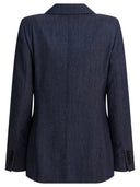Max Mara Denim Effect Double Breasted Blazer