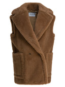 Max Mara mouwloos jack met dubbele rij knopen in teddy