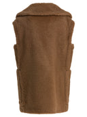 Max Mara mouwloos jack met dubbele rij knopen in teddy
