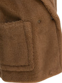 Max Mara mouwloos jack met dubbele rij knopen in teddy