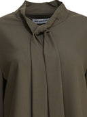 Self Portrait Twill Blouse With Bow Collar