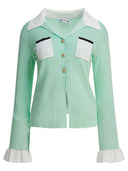 Self Portrait Ribbed Viscose Peplum Top