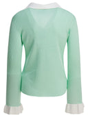 Self Portrait Ribbed Viscose Peplum Top