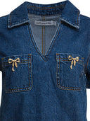Self Portrait Denim Dress With Bow Detail