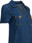 Self Portrait Denim Dress With Bow Detail