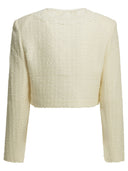 Self Portrait Bouclé Blazer With Lace Details