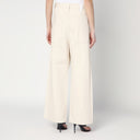 Jeans de pierna ancha asimétrica blanca oscura de Park Ines