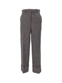 Thom Browne High Waisted Wide Leg Trouser In Solid Donegal Tweed