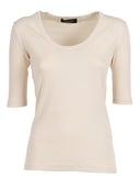 Fabiana Filippi T Shirt In Jersey Costina Manica Al Gomito Con Scollo U Color Burro