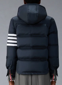 Thom Browne Down Hooded Shirtdress W/4 Bar In Shiny Ripstop