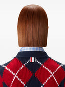Cardigan Thom Browne Argyle Jersey Intarsio Con Scollo A V Rimpicciolito In Grossa Lana Merino Con Strisce Rwb