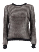 Kangra Cashmere Girocollo Rigato Con Rifin. Sfrangiate