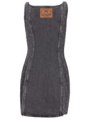 Marine Serre Moon Laser Grey Wash Denim Sleeveless Mini Dress