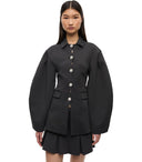 Schwarzer einreihiger Scuba-Blazer von Ganni