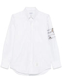 Thom Browne Straight Fit Bd L S Camicia Con Punto Matita Geese 4 Bar In Oxford Gessato