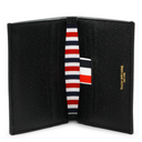 Thom Browne Double Card Holder W/ Rwb Stripe In Pebble Grain Leather