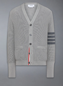 Thom Browne Garment Dye Cardigan Stitch V Neck Cardigan In Cotton W/ Tonal 4 Bar Stripe