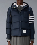 Thom Browne Down Hooded Shirtdress W/4 Bar In Shiny Ripstop