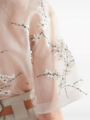 Prada Floral Embroidered Short Sleeved Sheer Shirt