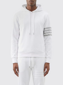 Thom Browne Long Sleeve Hoodie Pullover W/ Overdyed 4 Bar In Solid Loopback