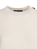 Fabiana Filippi Maglia Girocollo Manica Corta In Paillettes Lino Color Bianco