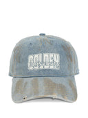 Berretto da baseball Golden Goose Journey in cotone denim Officina Wash/stampa dorata