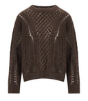 Maglia girocollo traforata Twinset color cioccolato