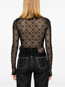 Marine Serre Moonogram Mesh Flock Ls Cropped Top
