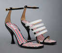 Thom Browne 4 Bar Strappy Heel Sandal W/ 90 Mm Round Curved Heel In Soft Patent Leather