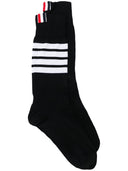 Thom Browne Mid Calf Socks W/ 4 Bar In Lightweight Cotton