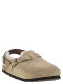 Birkenstock Tokio Shearling Suede And Lambskin Slippers