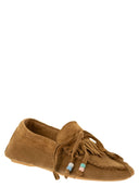 Anniel Suede Loafers With Fringes And Decorative Laces