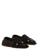 Anniel Suede Loafers With Fringes And Decorative Laces