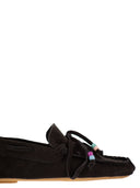 Anniel Suede Loafers With Fringes And Decorative Laces